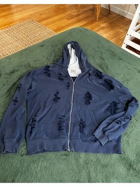 Furst of a Kind Tattered Distressed Champion Dark Blue Hoodie XL